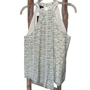 Lafayette 148 Halter Top‎ Size M 100% Silk Flowy Pastels Panel Top NWT
